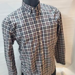 J. Crew Classic Fit Cotton Casual Shirt. Black, White, Red, Yellow Plaid.  SMALL